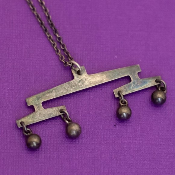 24 inch Vintage Abstract Sterling Silver Necklace by Johannes Larsen - Q30